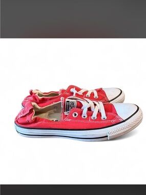 Converse Low Top Canvas Sneakers in Red and White